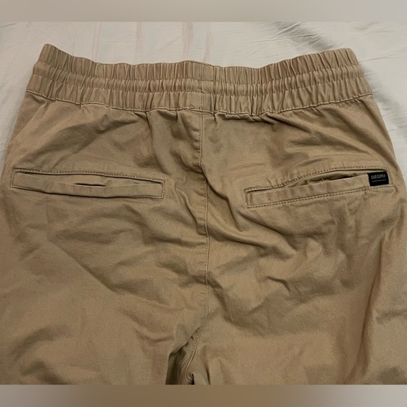 Divided Tan Joggers with Zipper Cuffs and Drawstring Waist - Picture 7 of 7